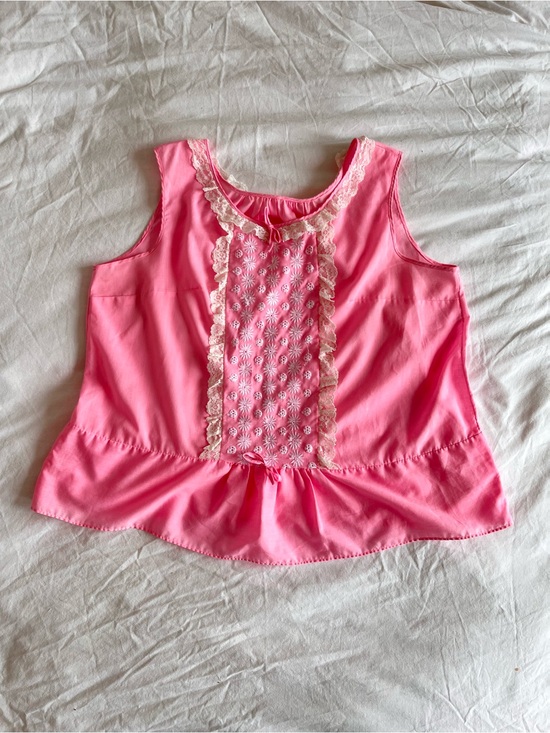 no brand Tops - vintage 60s / 70s authentic hippie pink cotton sleeveless peplum top